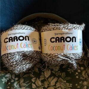 Caron Coconut Cakes Yarn 2 cakes in Licorice really soft cotton, limited edition